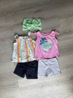 Falls Creek Girls Summer Matching Set - Pink, Green, Multicolor, Black, Gray